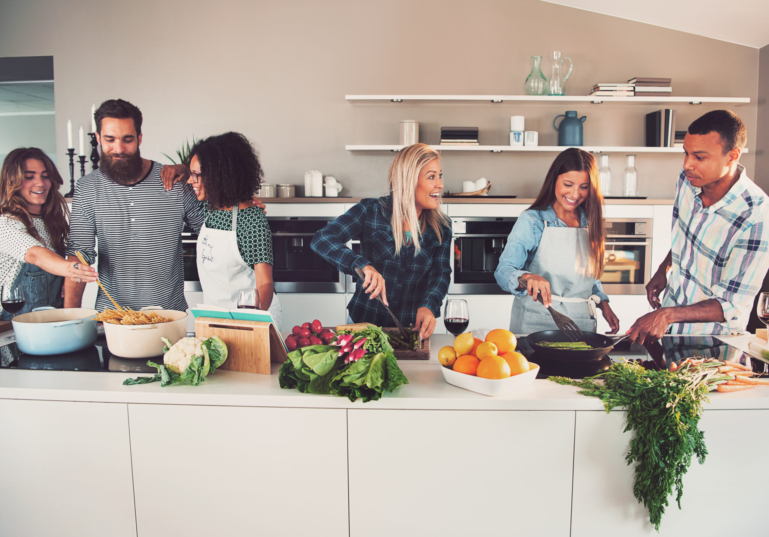 friends cooking together