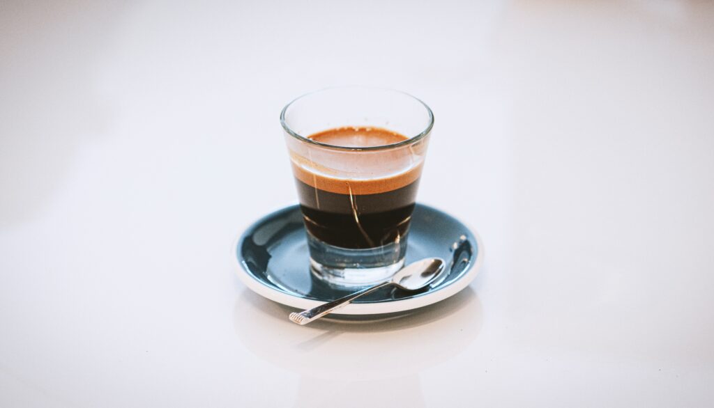A cup of espresso on a saucer