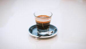 A cup of espresso on a saucer