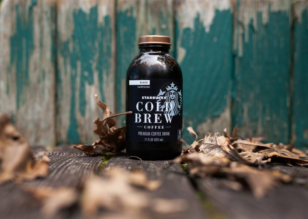 A bottle of Starbucks cold brew coffee