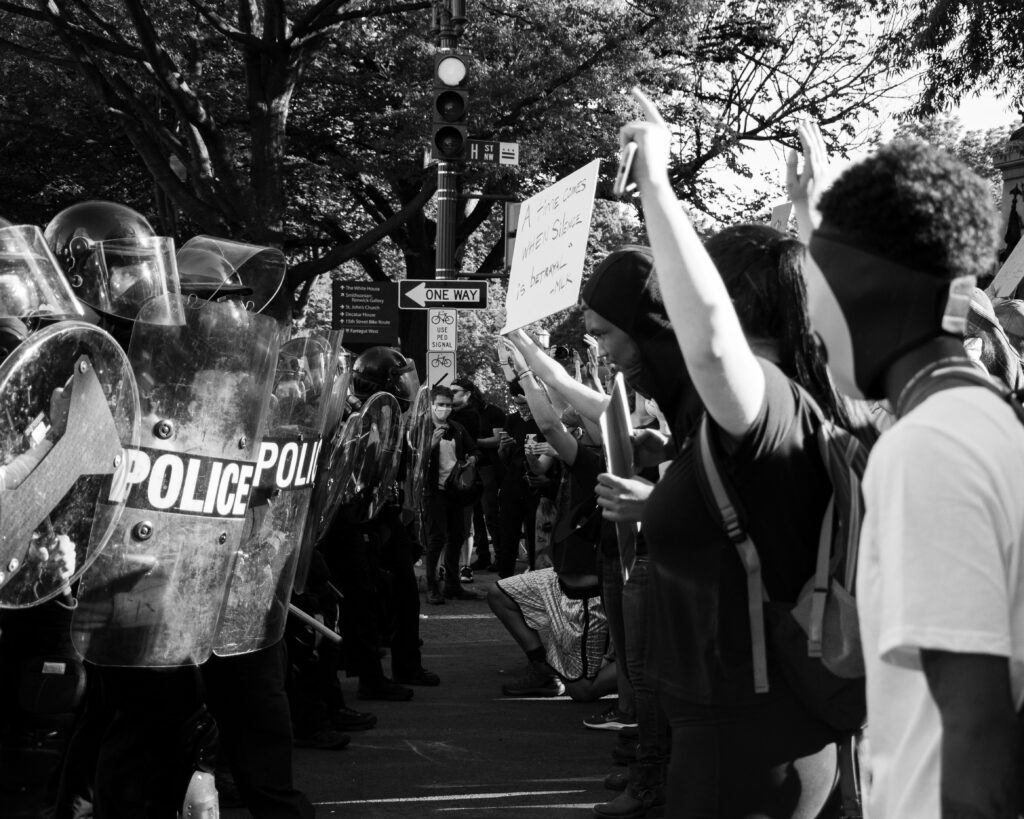 Black people protesting against the police 