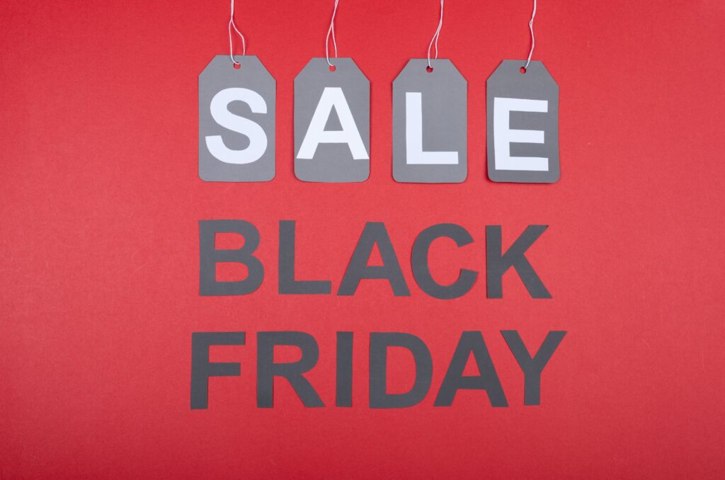red background with the words sale Black Friday on it