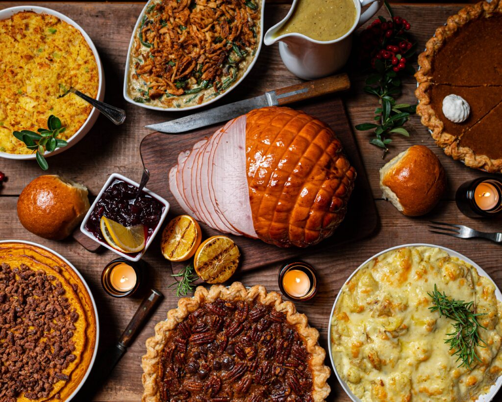 A plate of American Christmas Foods 
