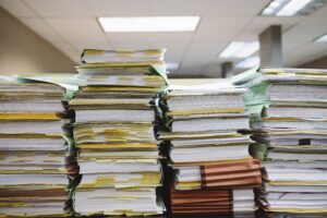 Rows of paperwork