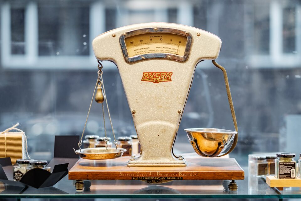 A traditional gold weighing scale