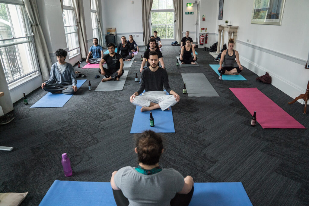 People doing yoga 