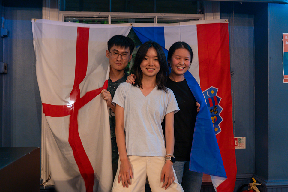 – international students house three ish resident at the thirsty scholar for the fifa world cup football match england vs croatia.