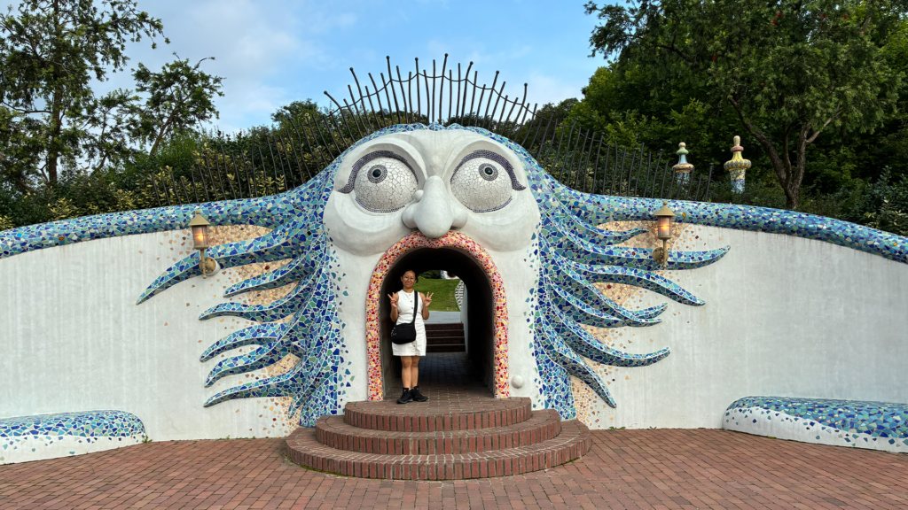 Lakshina at Studio Ghibli Park – International Students House – international students house lakshina standing in front of the mouth of the witch at studio ghibli park
