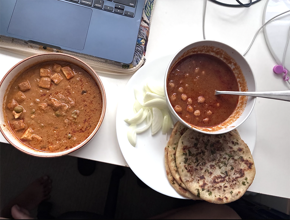 – international students house homemade indian food at ish london, uk