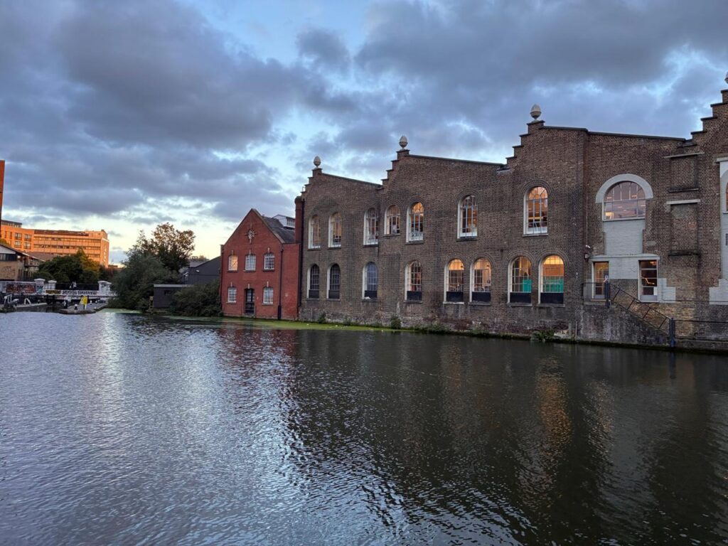 – international students house london canal walk during autumn rain in the uk